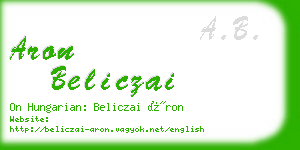 aron beliczai business card